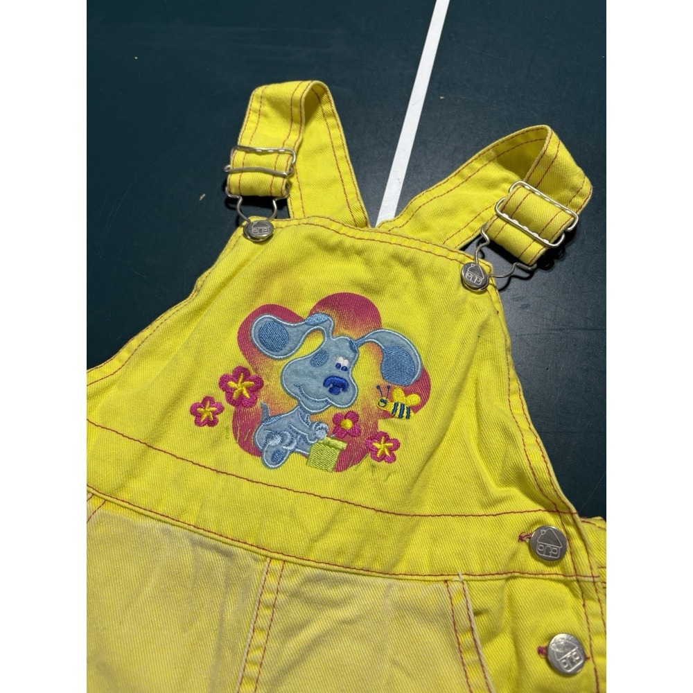 Vintage Blues Clues Overalls Set Girls 4T Pink Denim Shorts Shortalls Rare - Picture 5 of 13